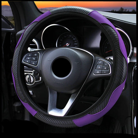 Carbon Fiber PU Leather Steering Wheel Cover