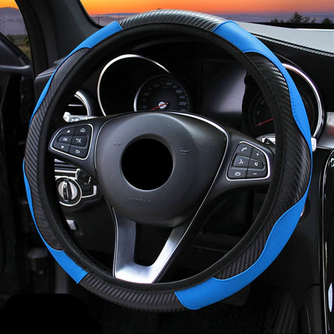 Carbon Fiber PU Leather Steering Wheel Cover