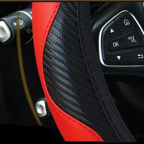 Carbon Fiber PU Leather Steering Wheel Cover